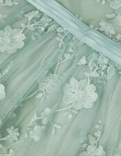 Baby Beatrice Floral Embroidered Party Dress, Green (SAGE), large