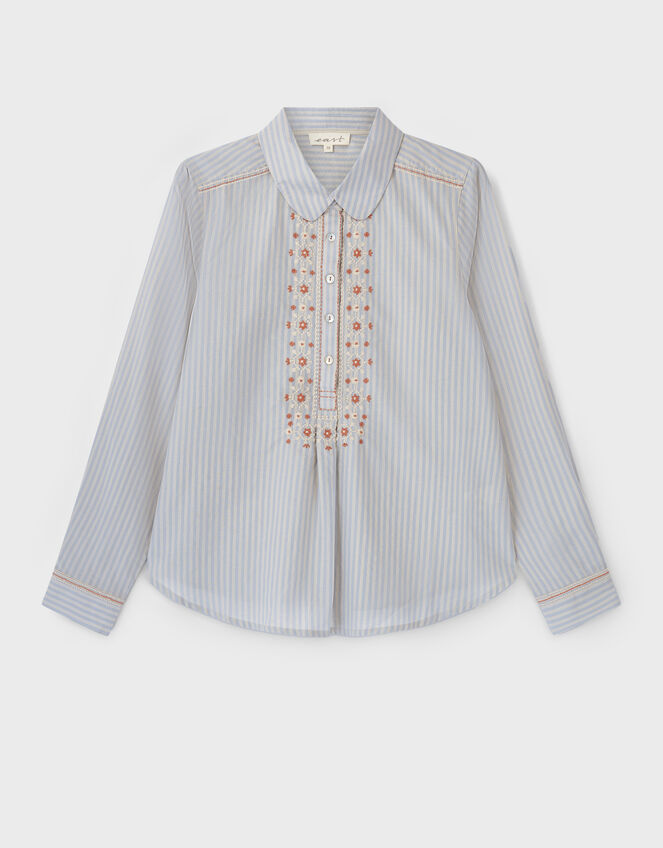 East Piper Striped Cotton Shirt, Blue (BLUE), large