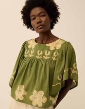 East Trixie Batik Printed Florals Top, Green (GREEN), large