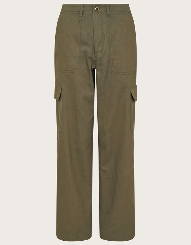 Cotton Twill Cargo Pants, Green (KHAKI), large