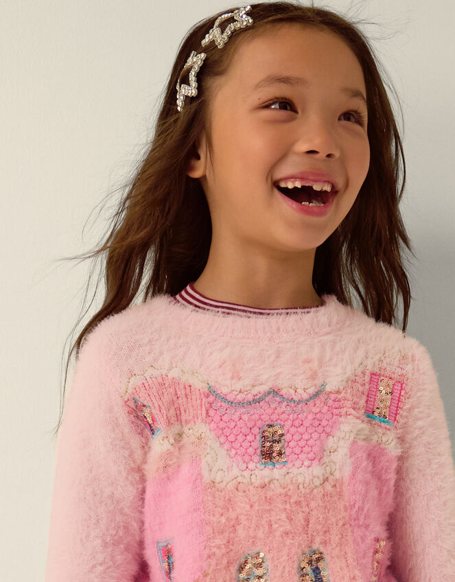 Embellished Christmas Tree Ombr&eacute; Jumper, Pink (PINK), large