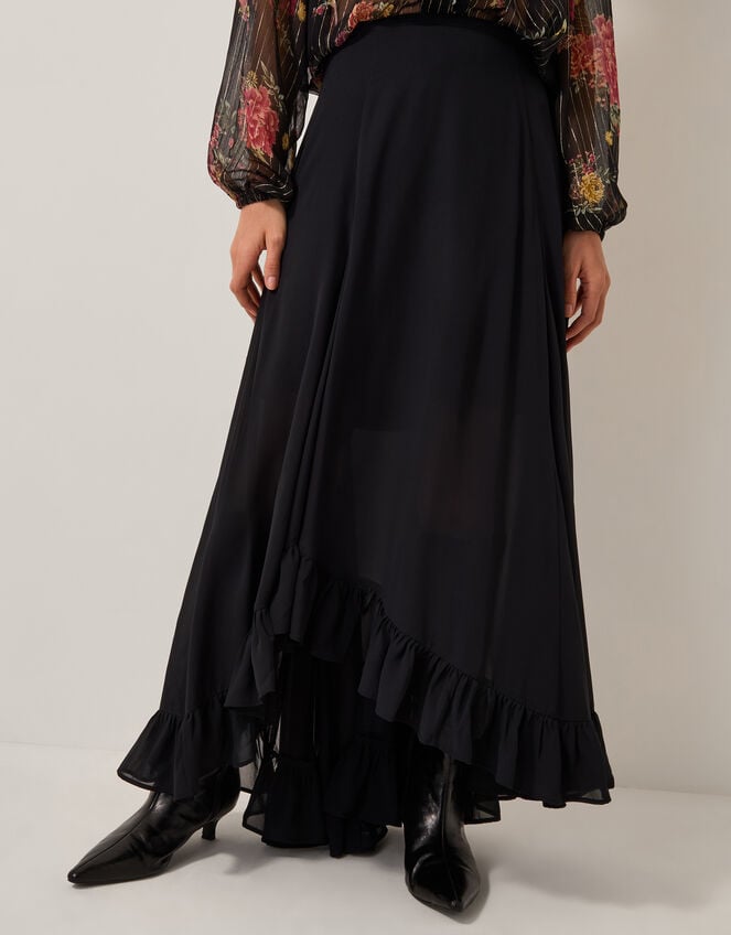 Elsie Frill Maxi Skirt, Black (BLACK), large