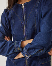 Katlyn Zip Denim Mini Dress, Blue (MID AUTHENTIC BLUE), large