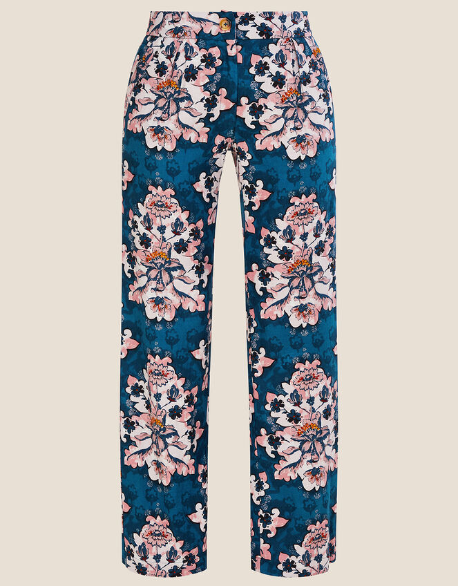 Mackenzie Print Pants in Linen Blend, Teal (TEAL), large