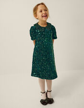Esmeralda Sequin Collar Party Dress, Green (GREEN), large