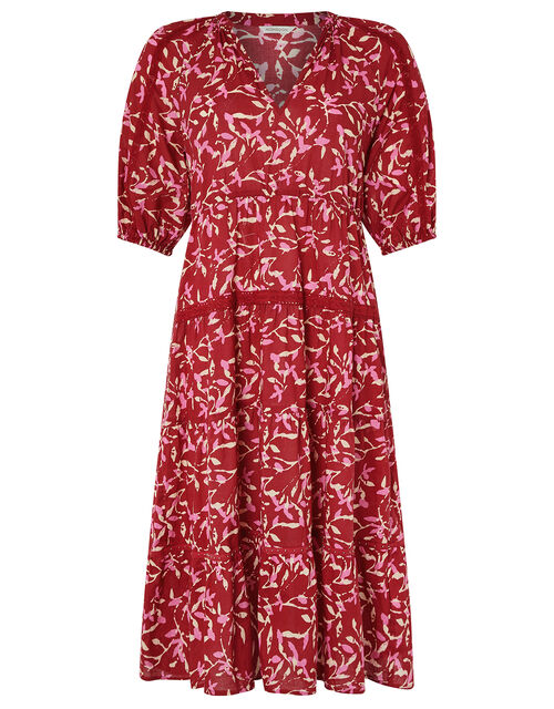Blake Woodblock Midi Dress Red | Casual & Day Dresses | Monsoon Global.