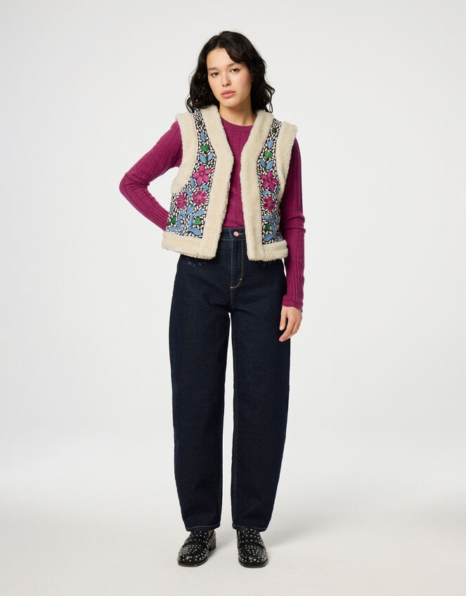 Fabienne Chapot Embroidered Borg Gilet, Multi (MULTI), large