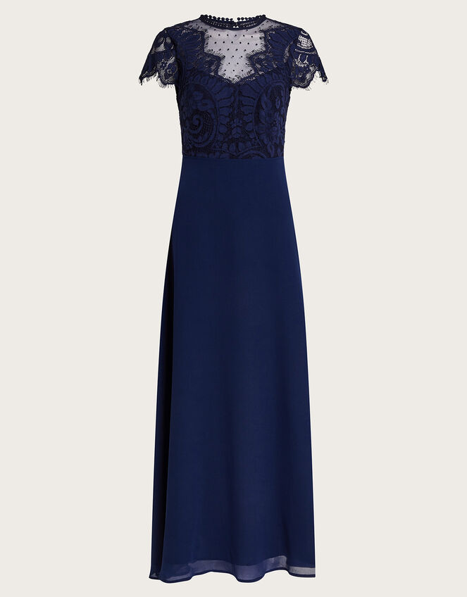 Diana Lace Shorter Length Maxi Dress, Blue (NAVY), large