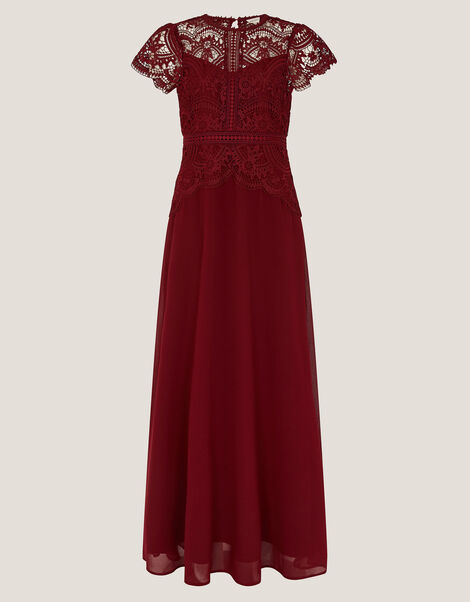 Monica Lace Bridesmaid Dress, Red (BURGUNDY), large