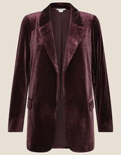 Plain Velvet Blazer, Brown (CHOCOLATE), large