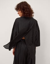 Nora Textured Cotton Shirt, Black (BLACK), large