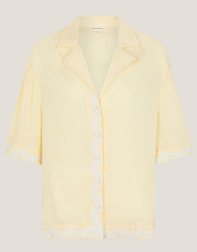 Sienna Ricrac Short Sleeve Shirt, Yellow (YELLOW), large