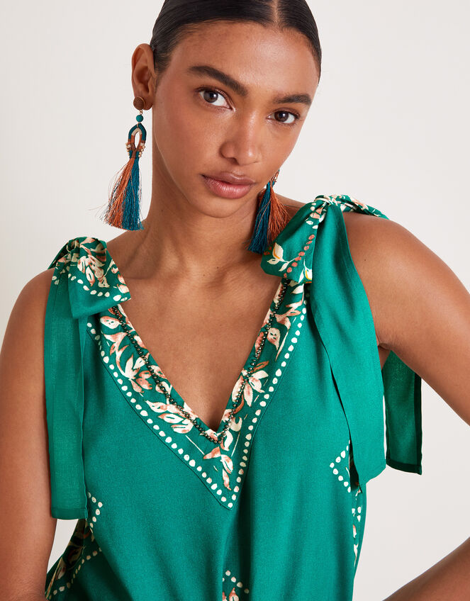 Mila Border Print Midi Dress, Teal (TEAL), large