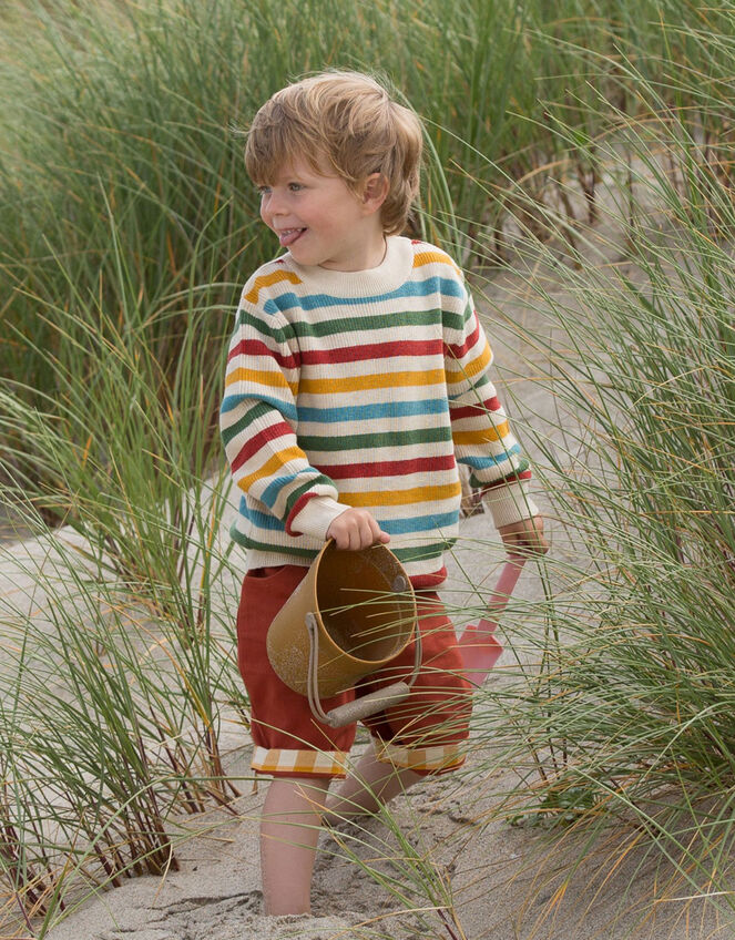 Little Green Radicals Rainbow Stripe Snuggly Knit Jumper, Multi (MULTI), large