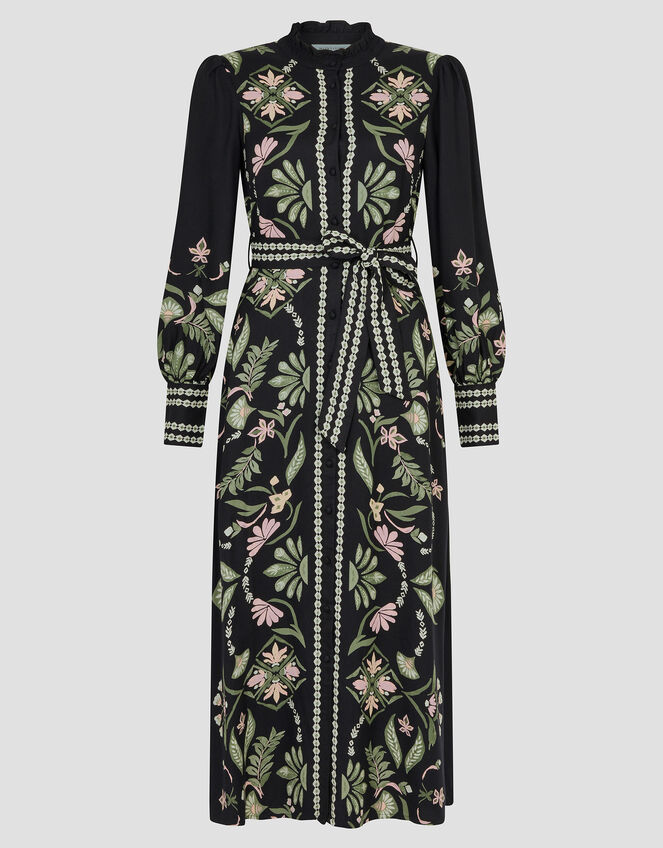 Sabrina Floral Print Maxi Dress, Black (BLACK), large