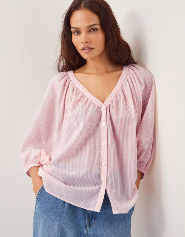 Avery Stripe Blouse, Pink (PINK), large