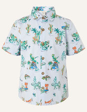 Stripe Dinosaur Shirt, Blue (BLUE), large