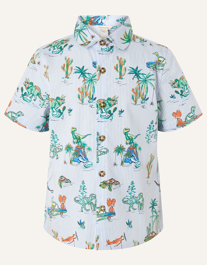 Stripe Dinosaur Shirt, Blue (BLUE), large