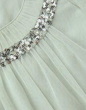 Nessa Sparkle Collar Waterfall Dress, Green (SAGE), large