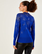 Foil Spot Scatter Sweater with Sustainable Viscose, Blue (COBALT), large