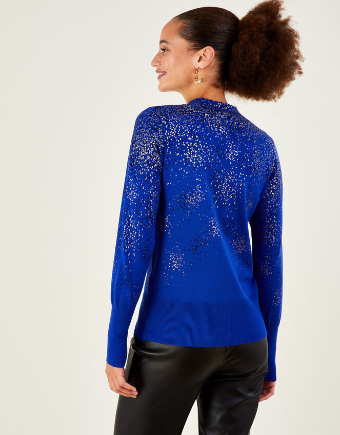 Foil Spot Scatter Jumper with Sustainable Viscose, Blue (COBALT), large