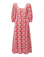 India & Mills Lottie Poppy Print Midi Dress, Pink (PINK), large