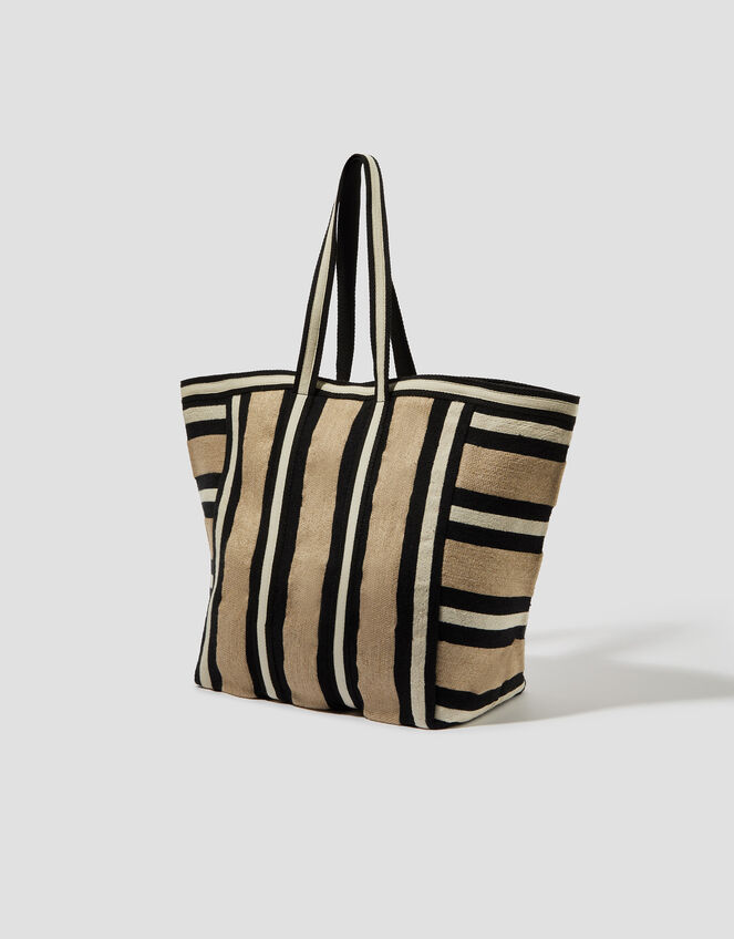 Ari Metallic Stripe Beach Bag, , large