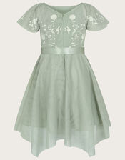 Amelia Embroidered Tulle Dress, Green (SAGE), large