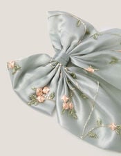 Embroidered Floral Bag & Bow Hair Clip Set , , large
