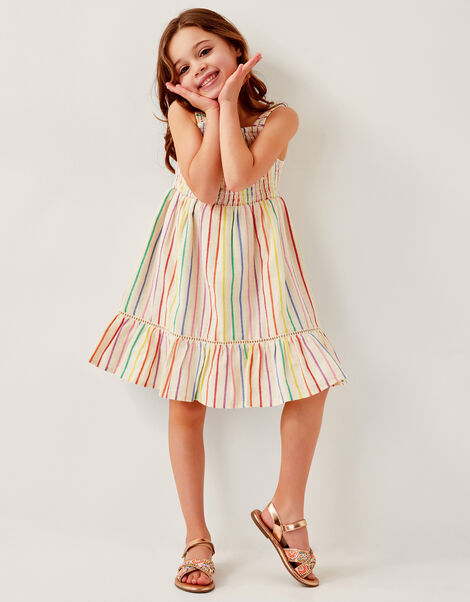 Strappy Stripe Smocked Dress, Multi (MULTI), large
