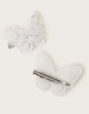 2-Pack Embellished Butterfly Bridesmaid Hair Clips, Ivory (IVORY), large