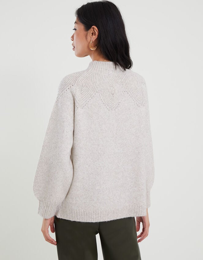 Pearl Stitch Jumper with Recycled Polyester, Ivory (IVORY), large
