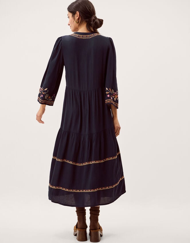 Lucie Floral Embroidered Midi Dress, Blue (NAVY), large