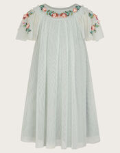 Evi Embellished Tulle Swing Dress, Green (GREEN), large