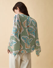 Clemence Aurelie Butterfly Kimono Jacket, Green (SAGE), large