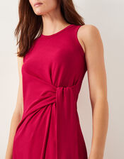 Sleeveless Tie-Side Column Midi Dress, Red (RED), large