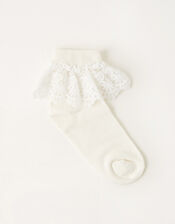 Heart Lace Socks, Ivory (IVORY), large