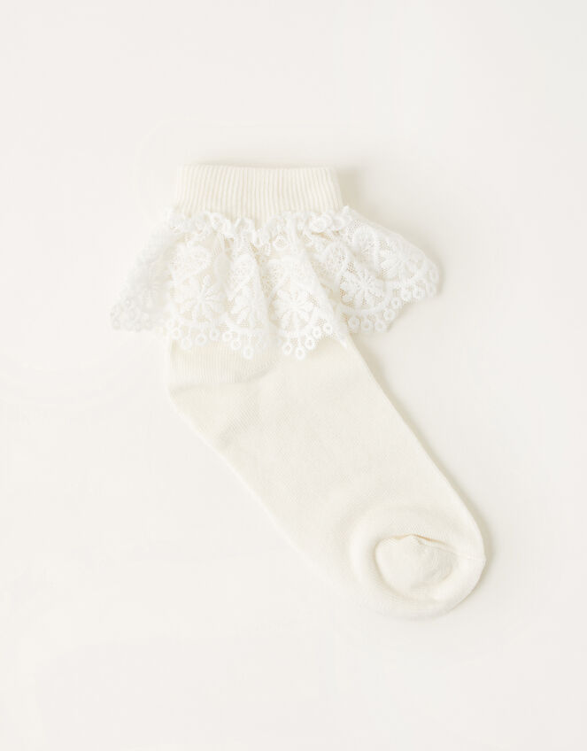 Heart Lace Socks, Ivory (IVORY), large