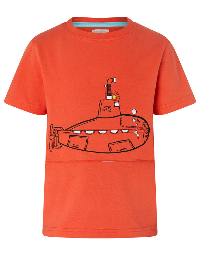 Otis Submarine T-Shirt in Pure Cotton, Orange (ORANGE), large