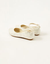 Lace Pearl Ballerina Flats, Ivory (IVORY), large
