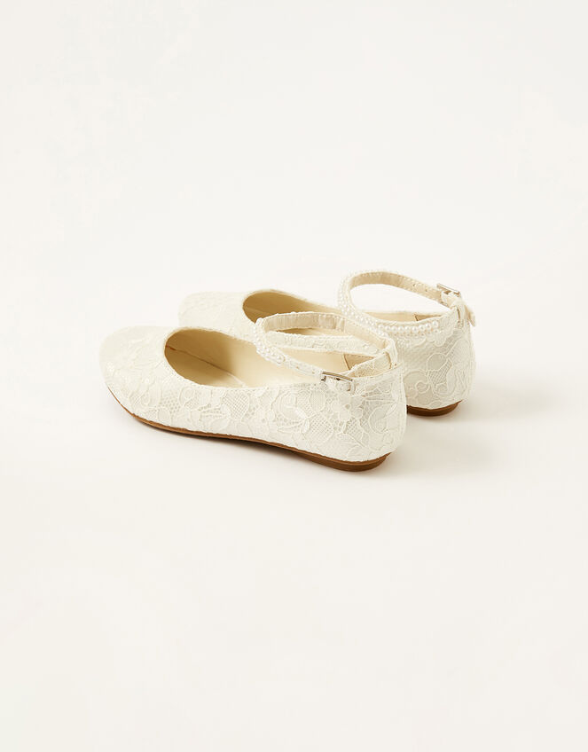Lace Pearl Ballerina Flats, Ivory (IVORY), large