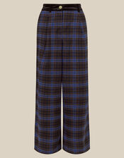 Jules Check Wide Leg Trousers, Blue (COBALT), large