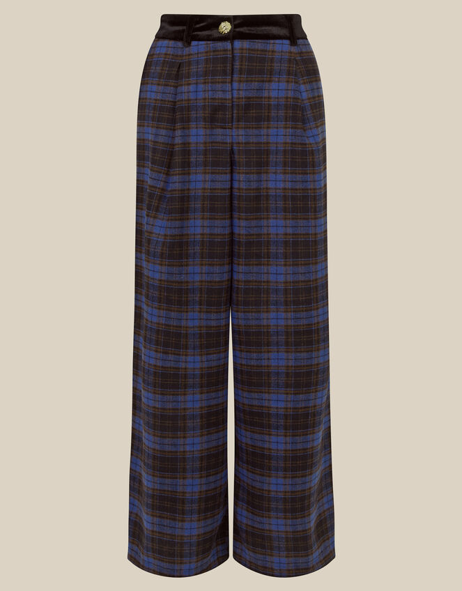 Jules Check Wide Leg Trousers, Blue (COBALT), large