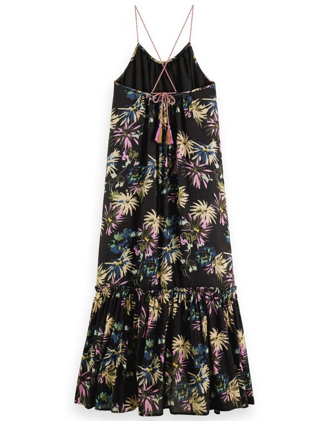 Scotch and Soda Print Tiered Maxi Dress Regular Length, Black (BLACK), large