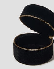 Round Floral Embroidered Jewellery Box, , large