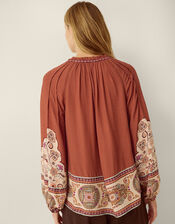 Alexandra Floral Pintuck Blouse, Brown (BROWN), large
