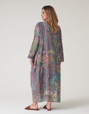 One Hundred Stars Boho Garden Print Maxi Dress, Grey (GREY), large