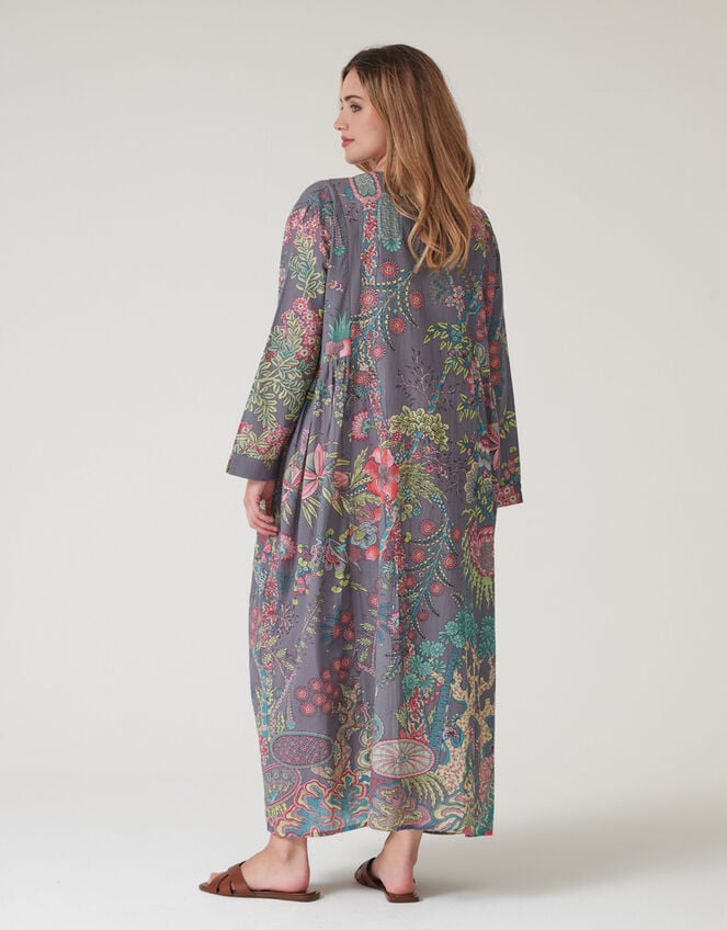 One Hundred Stars Boho Garden Print Maxi Dress, Grey (GREY), large