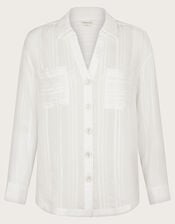 Sofia Textured Shirt, White (WHITE), large