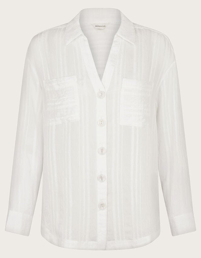 Sofia Textured Shirt, White (WHITE), large
